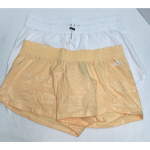 Lot of 2 Adidas Aeroready Shorts Womens Size Medium Orange and White Running GUC